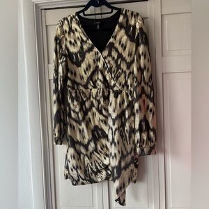 Aqua cocktail holiday Black and Gold V-Neck Dress